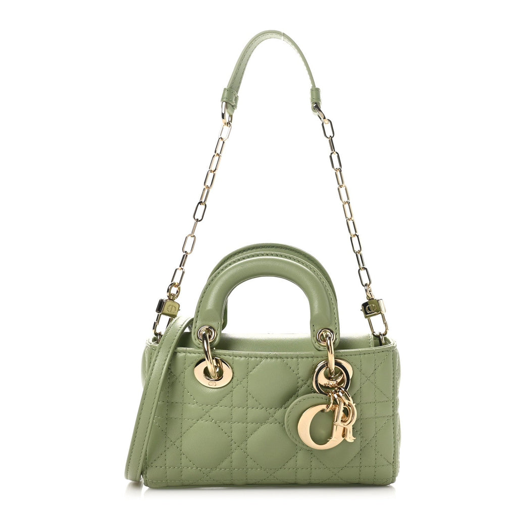 Lambskin Cannage Micro Lady D-Joy Peyote Green