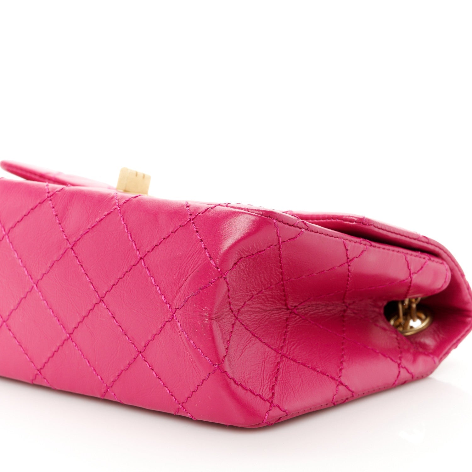 Aged Calfskin Quilted 2.55 Reissue Mini Flap Fuchsia