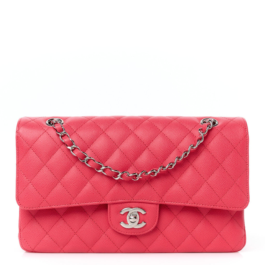 Caviar Quilted Medium Double Flap Dark Pink
