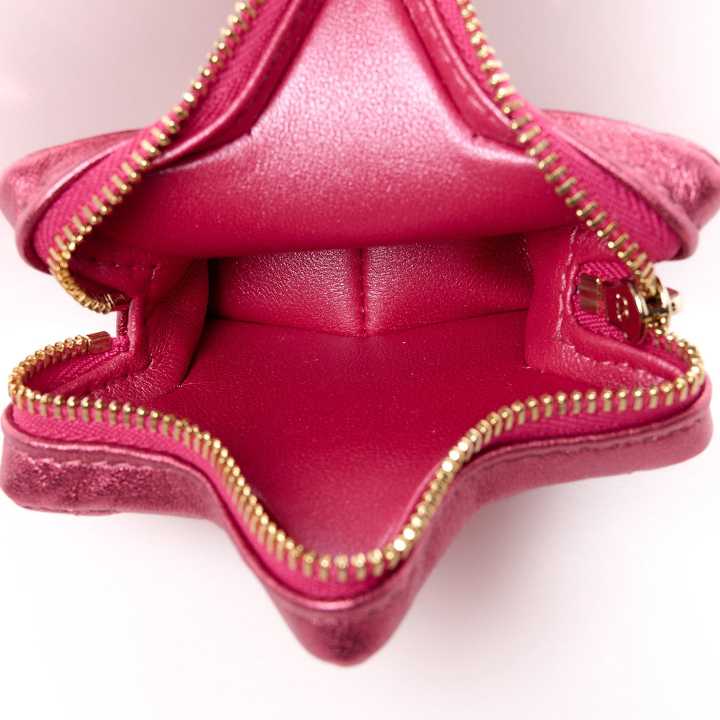 Mirror Calfskin Metallic Lambskin Quilted Hollywood Boulevard Mini Flap With Star Coin Purse Pink