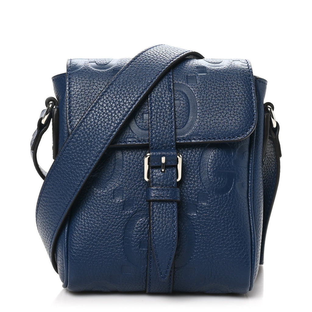 Piuma Calfskin Jumbo GG Embossed Small Messenger Bag Royale