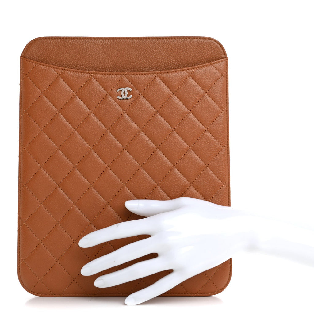 Caviar Quilted iPad Case Brown
