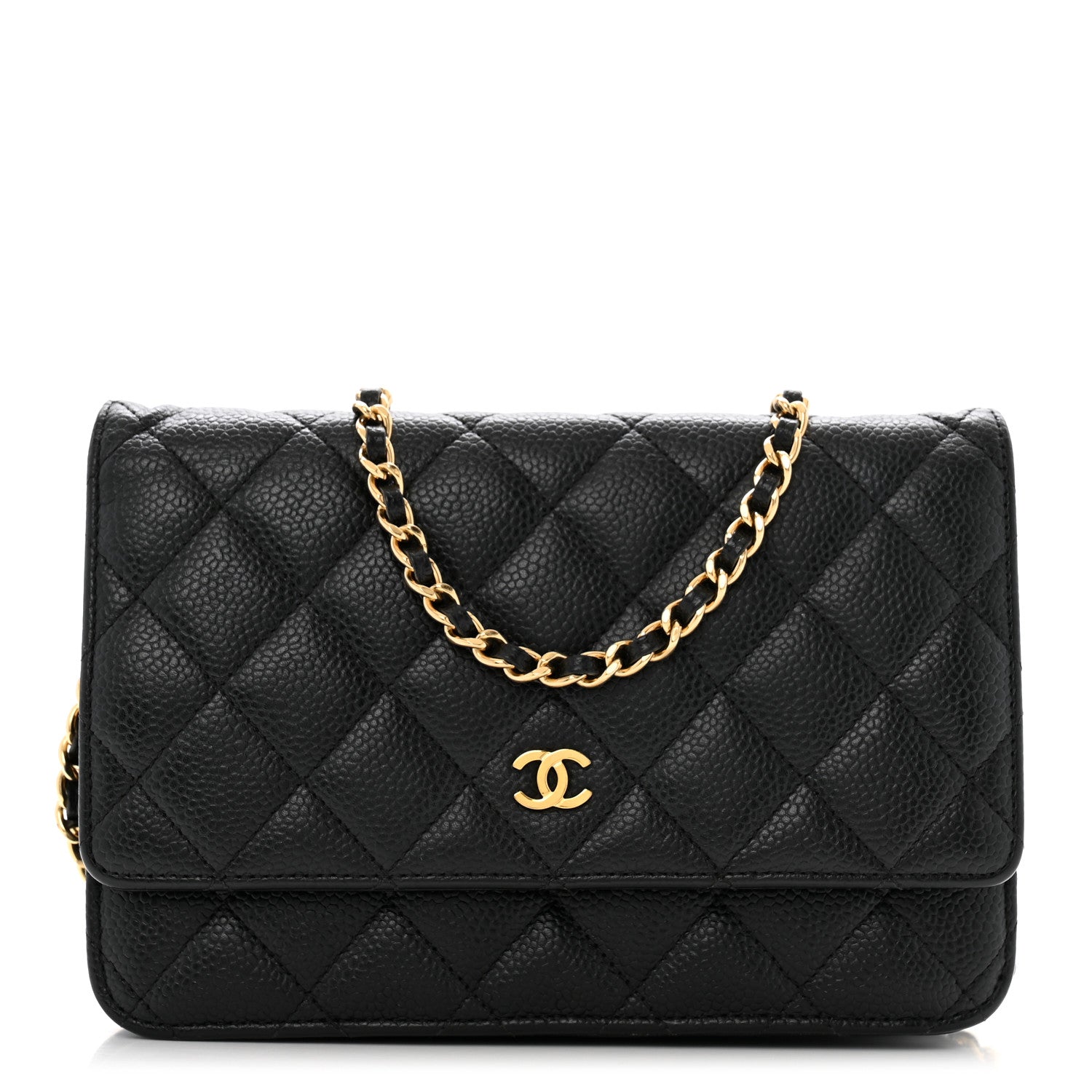 Caviar Quilted Wallet on Chain WOC Black
