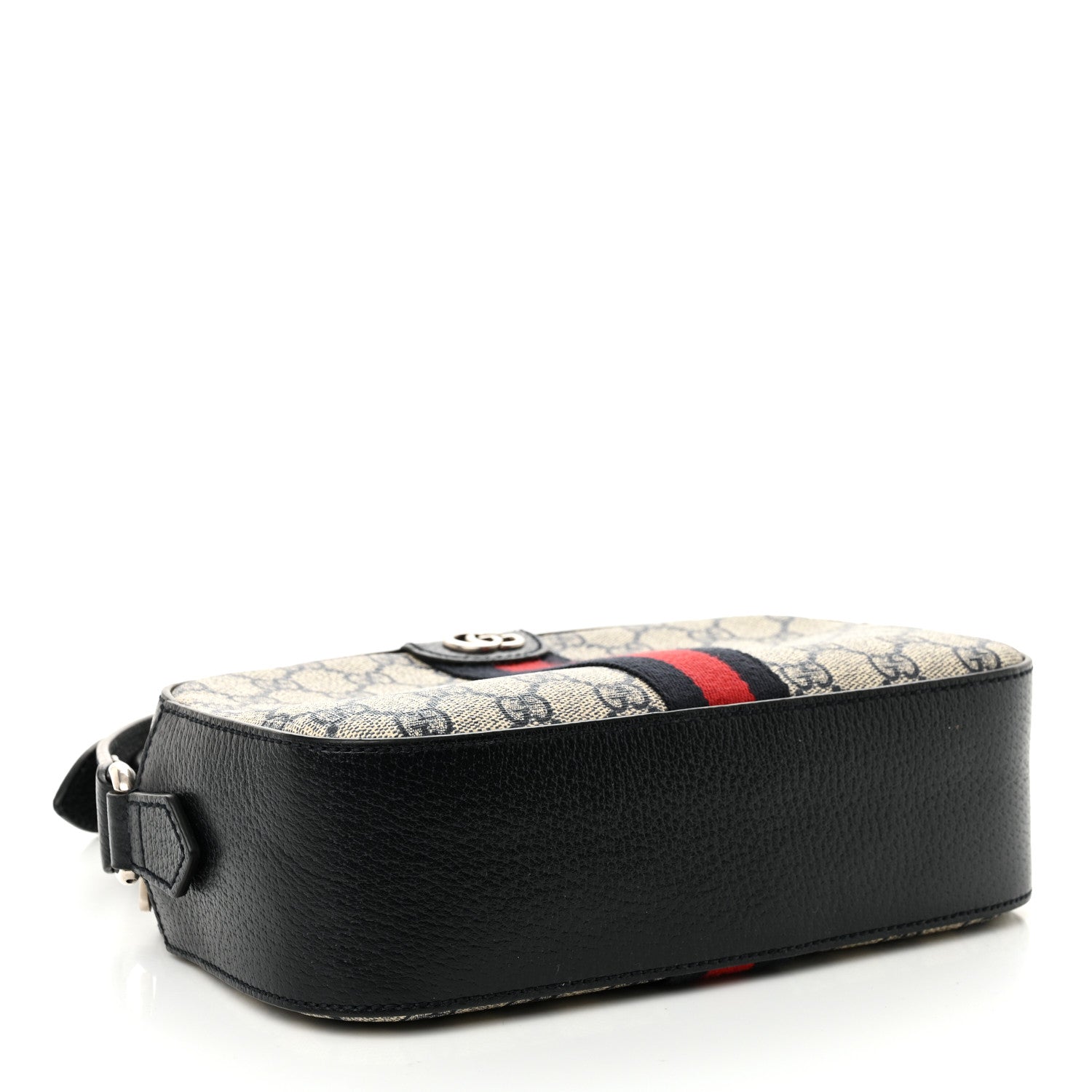 GG Supreme Monogram Textured Dollar Calfskin Web Small Ophidia Camera Bag Beige Blue