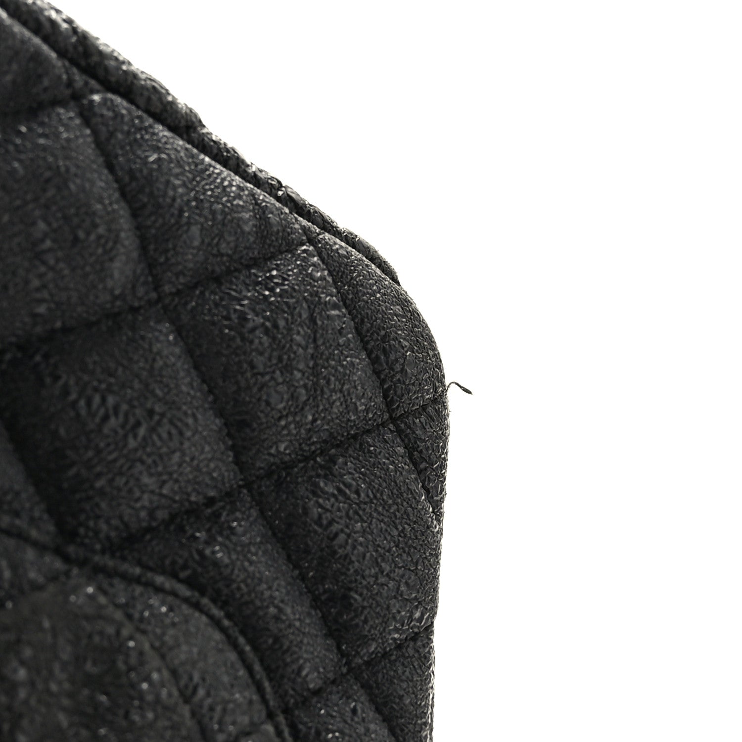 Metallic Crackled Calfskin Quilted East West Flap Navy