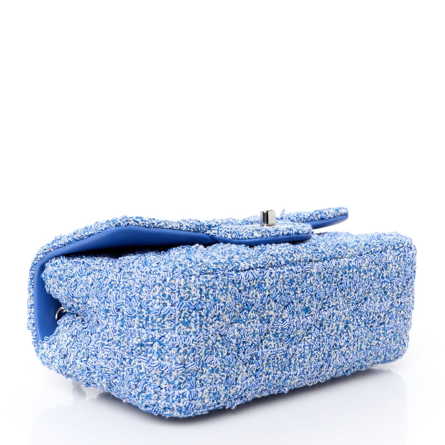 Tweed Quilted Mini Rectangular Flap Blue White