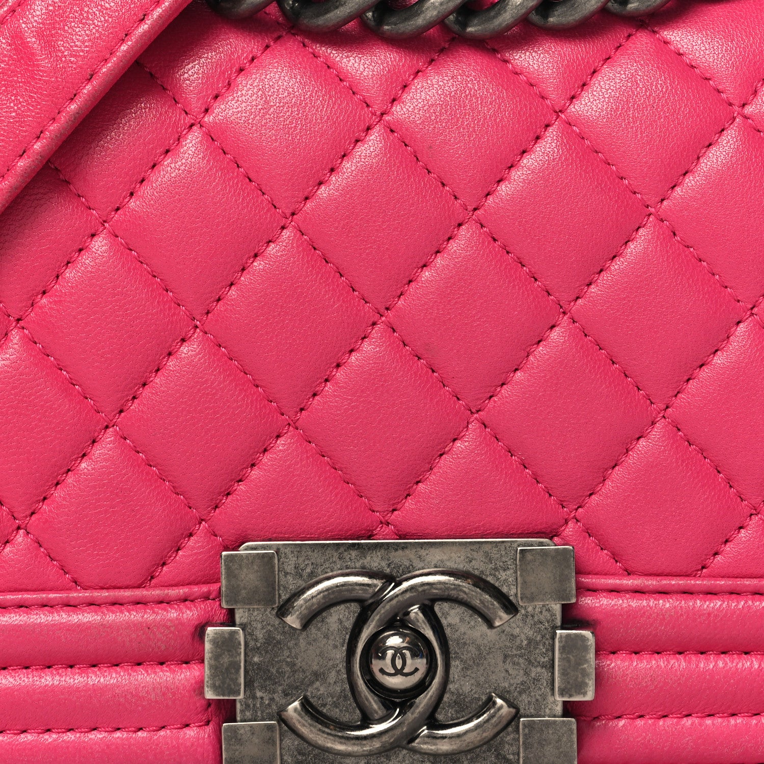 Lambskin Quilted Small Boy Flap Dark Pink