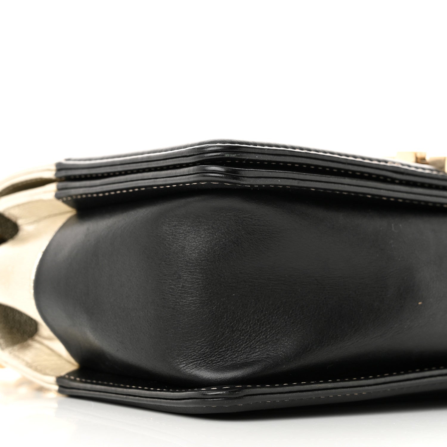 Metallic Goatskin Calfskin Medium Boy Flap Gold Black