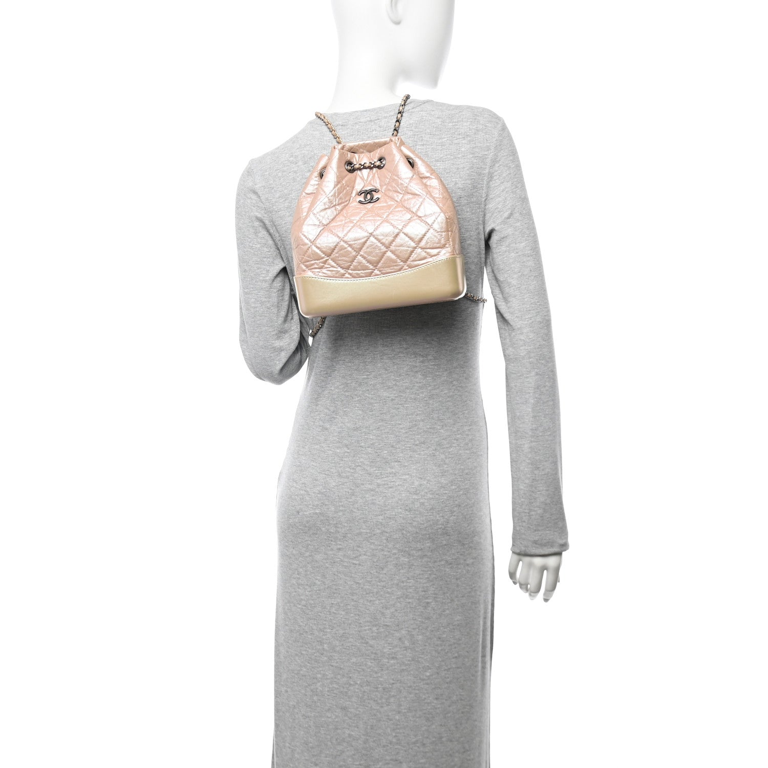 Iridescent Lambskin Calfskin Small Quilted Gabrielle Backpack Light Pink