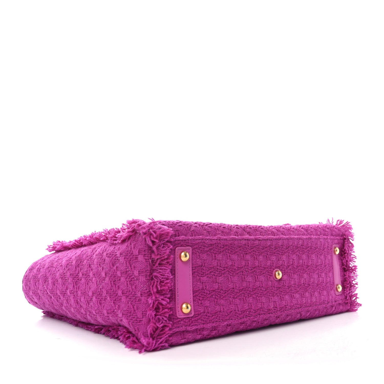 Wool Tweed Large Zipped Shopping Tote Magenta