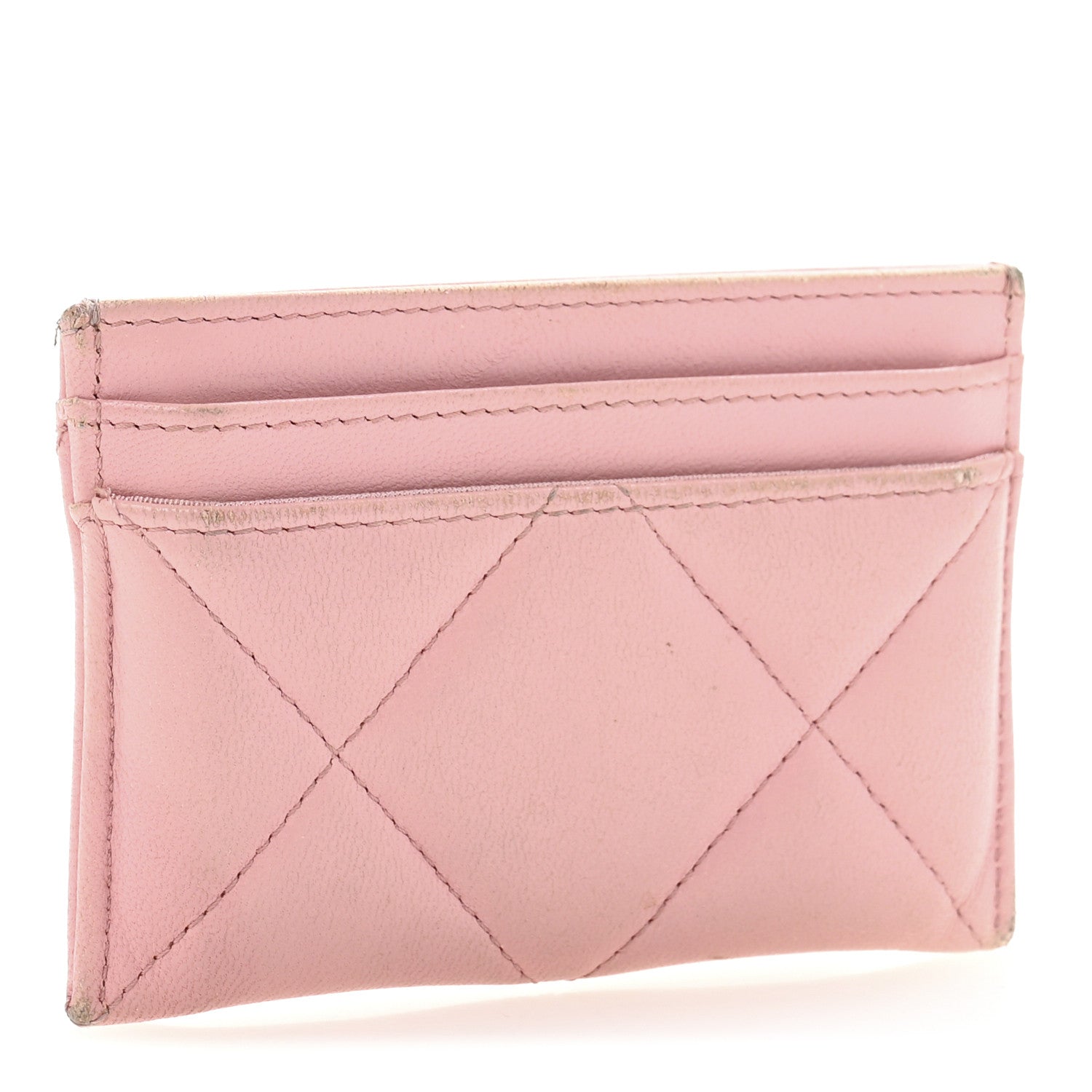 Lambskin Quilted Chanel 19  Holder Light Pink