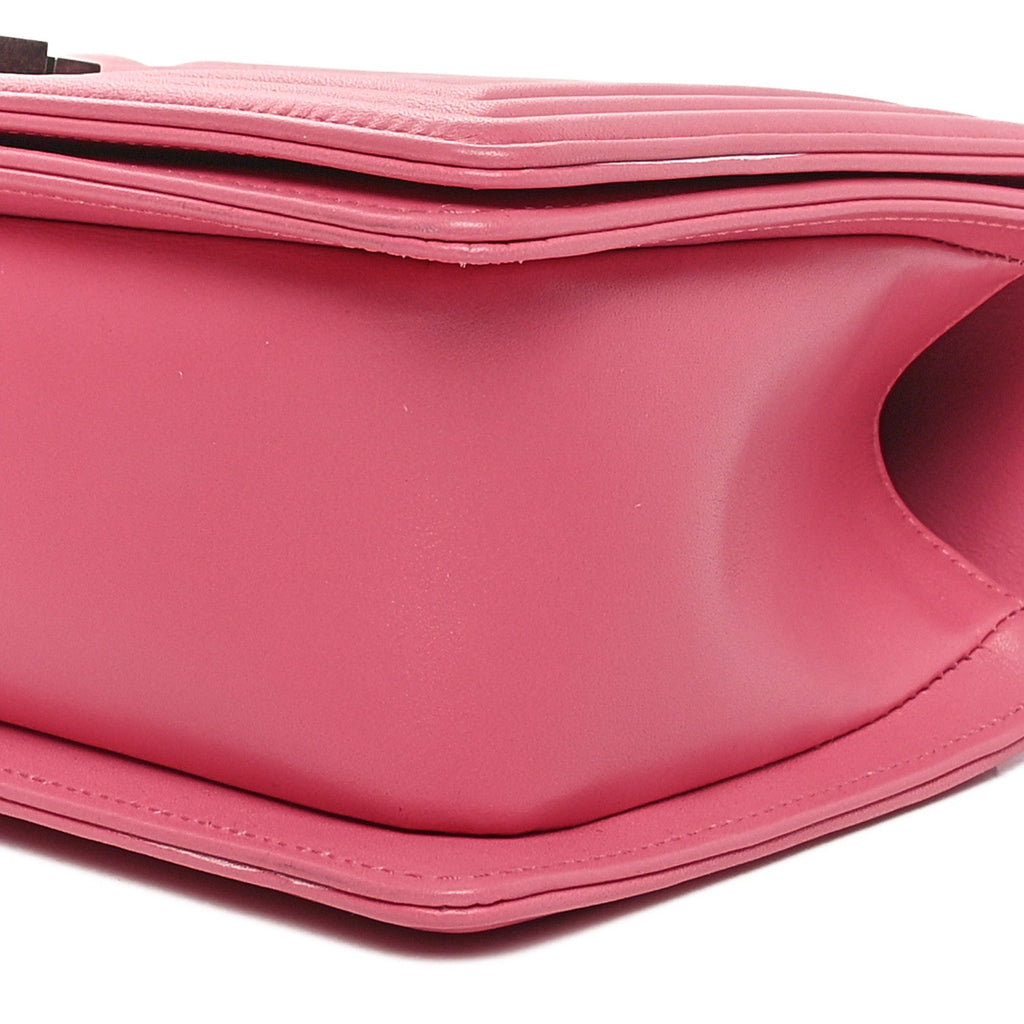 Calfskin Chevron Quilted Medium Boy Flap Pink
