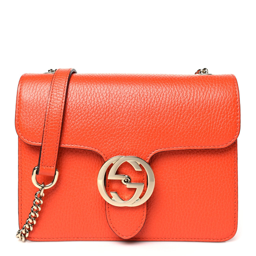 Dollar Calfskin Small Interlocking G Shoulder Bag Sun Orange