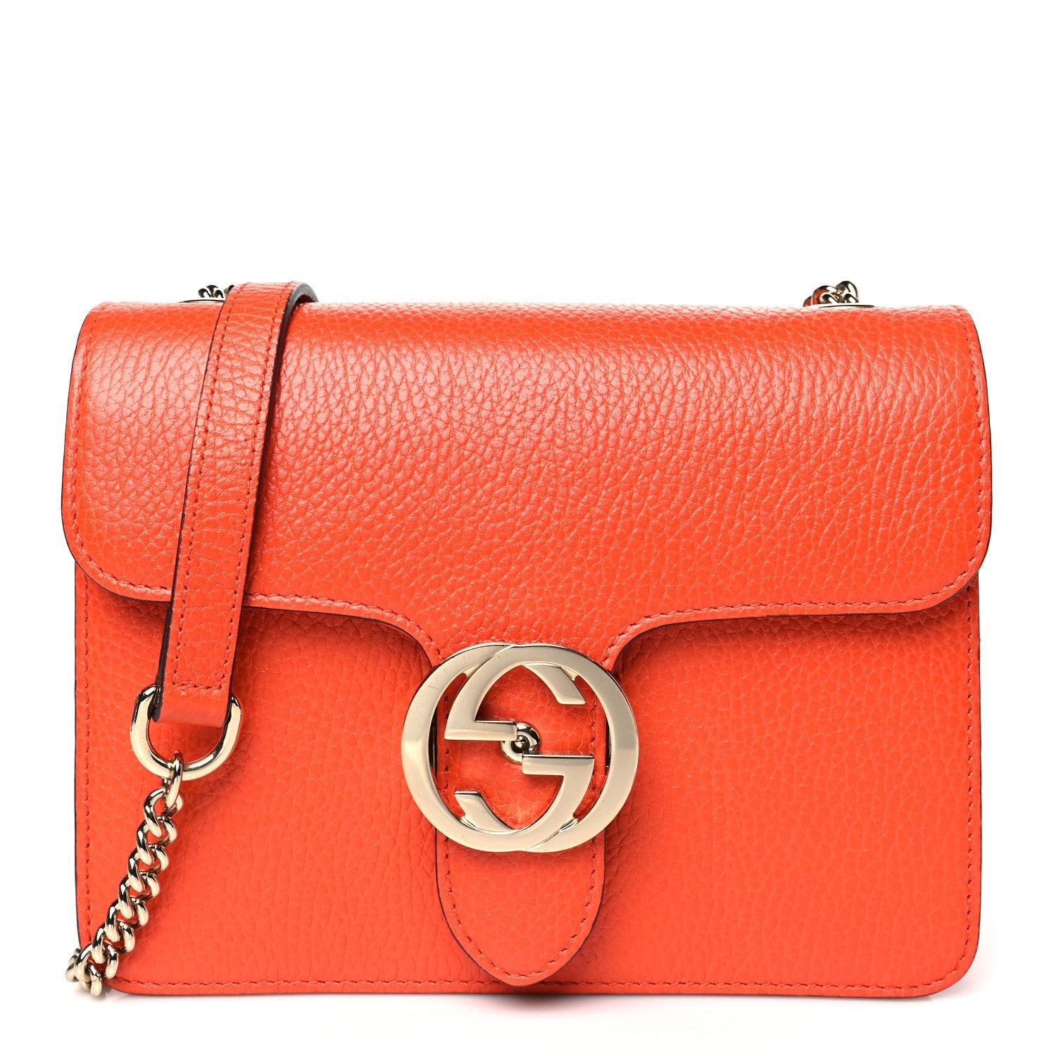 Dollar Calfskin Small Interlocking G Shoulder Bag Sun Orange