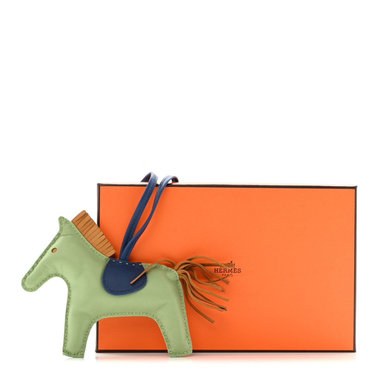 Milo Lambskin Grigri Rodeo Horse Bag Charm MM Vert Criquet Sesame Bleu De Malte