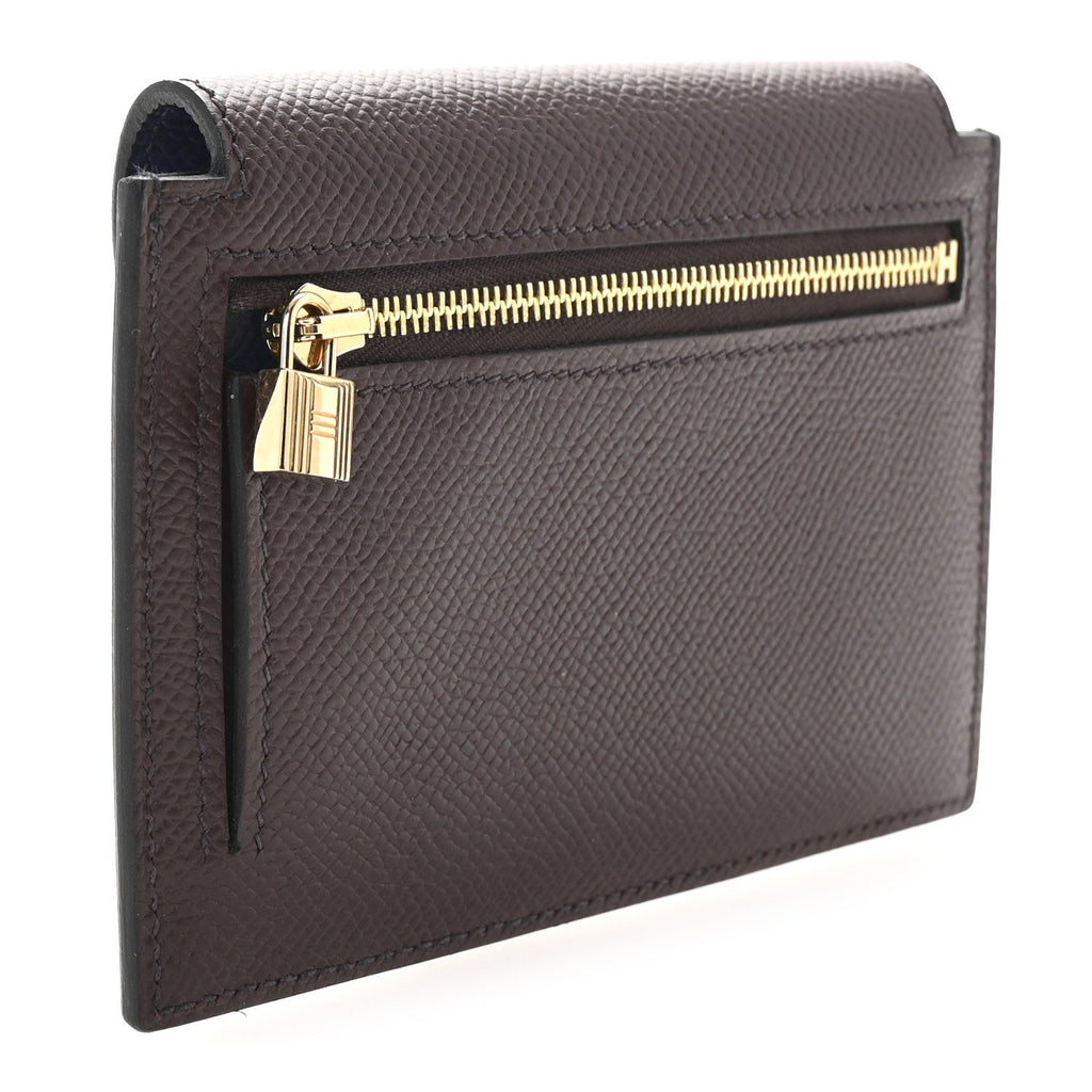 Epsom Tricolor Kelly Pocket Compact Wallet Black Rouge H Bleu Saphir