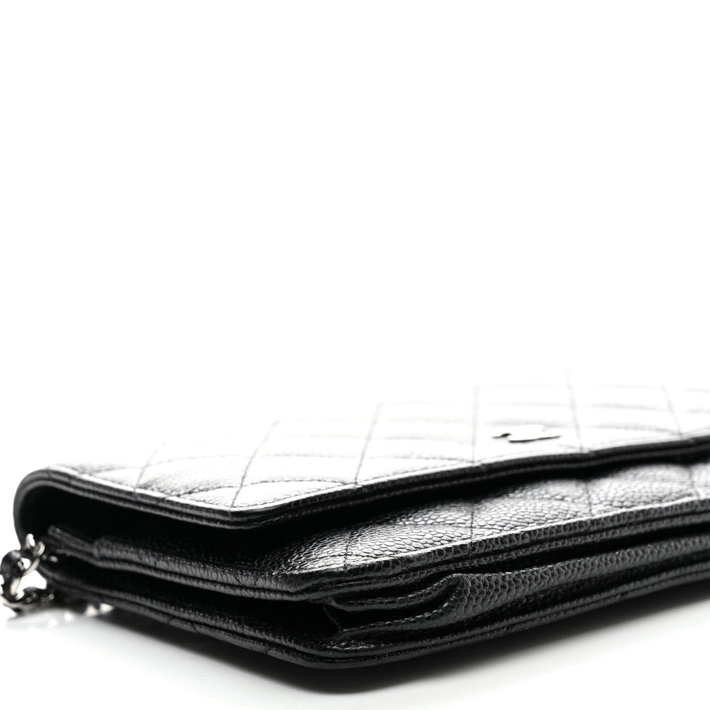 Caviar Quilted Wallet on Chain WOC Black