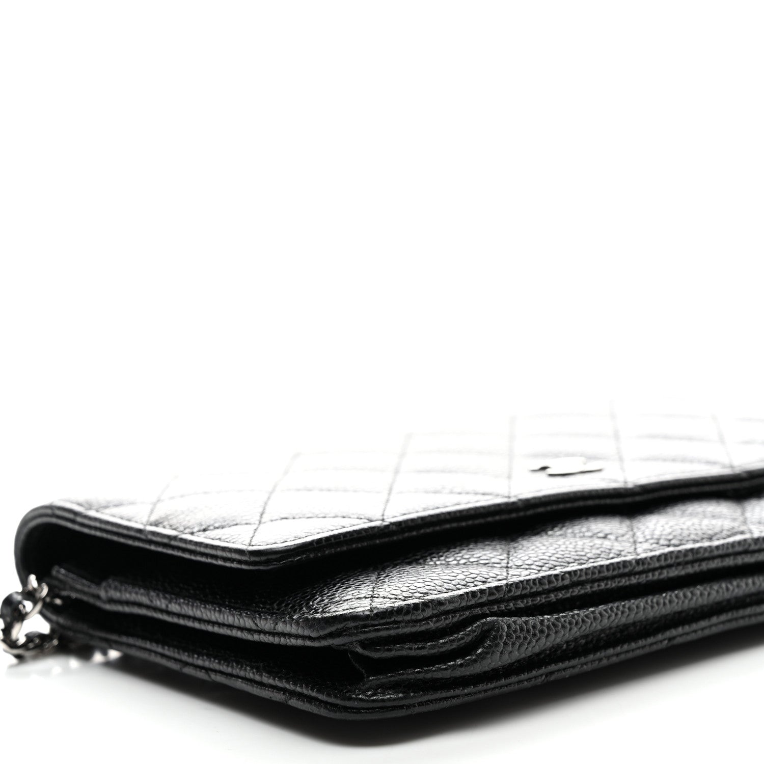 Caviar Quilted Wallet on Chain WOC Black