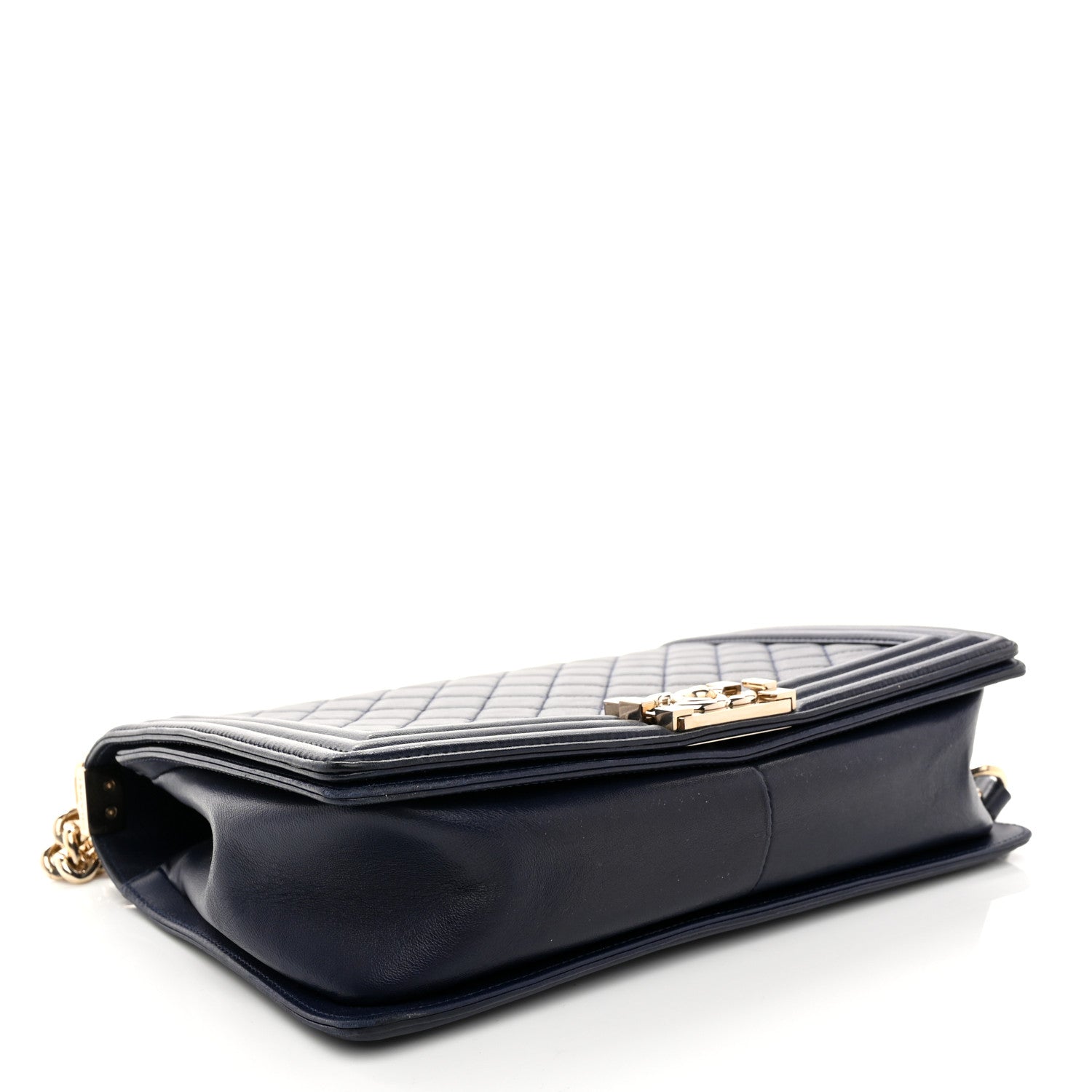 Lambskin Quilted New Medium Boy Flap Dark Navy Blue