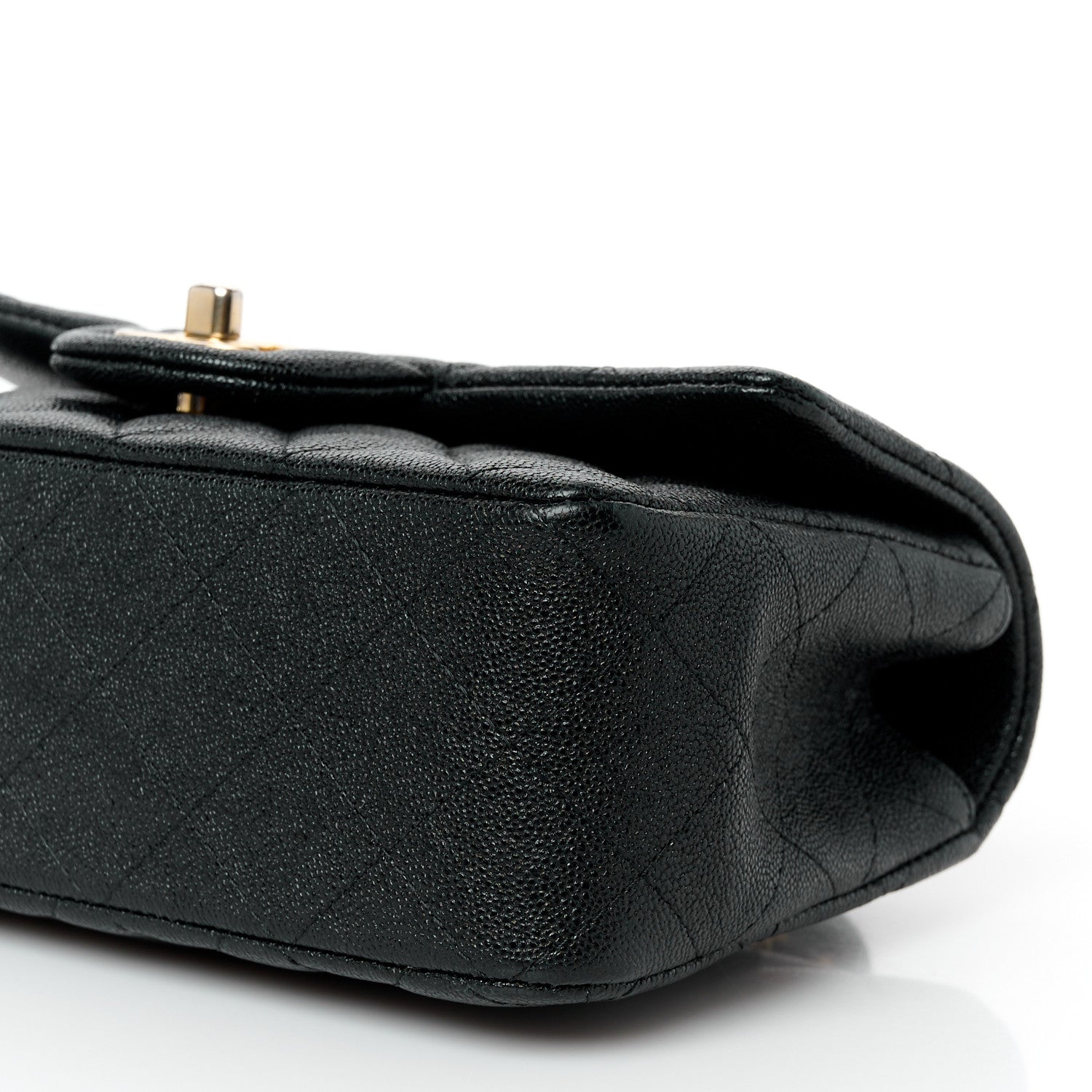 Caviar Quilted Mini Top Handle Rectangular Flap Black
