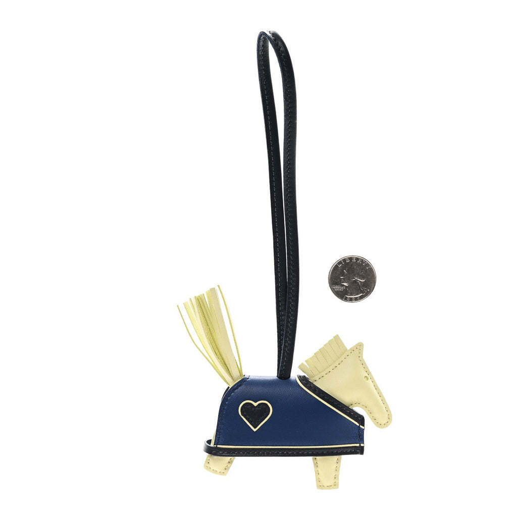 Milo Lambskin Grigri Rodeo Robeo Coeur Bag Charm PM Jaune Milton Bleu Nuit Bleu Tie