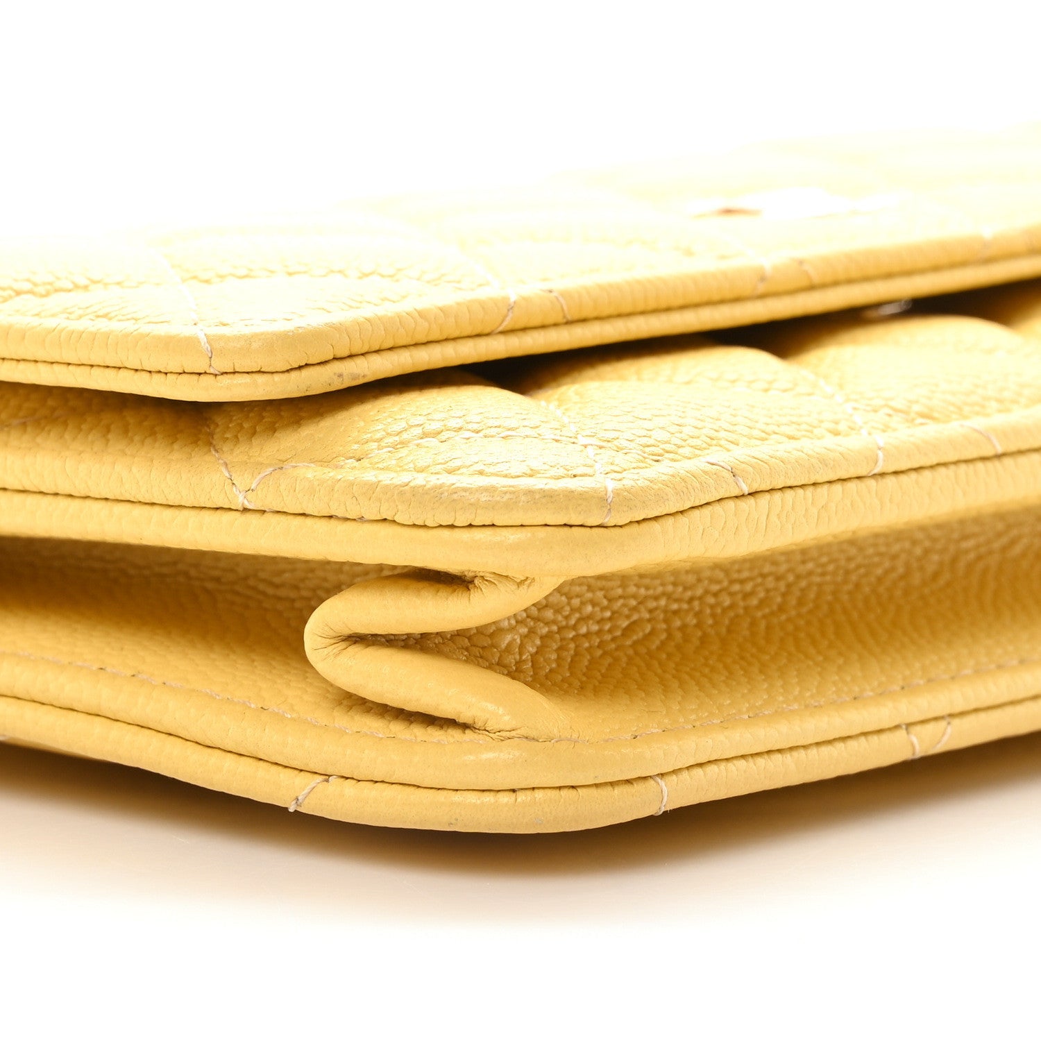 Caviar Quilted Tiny CC Wallet On Chain WOC Yellow