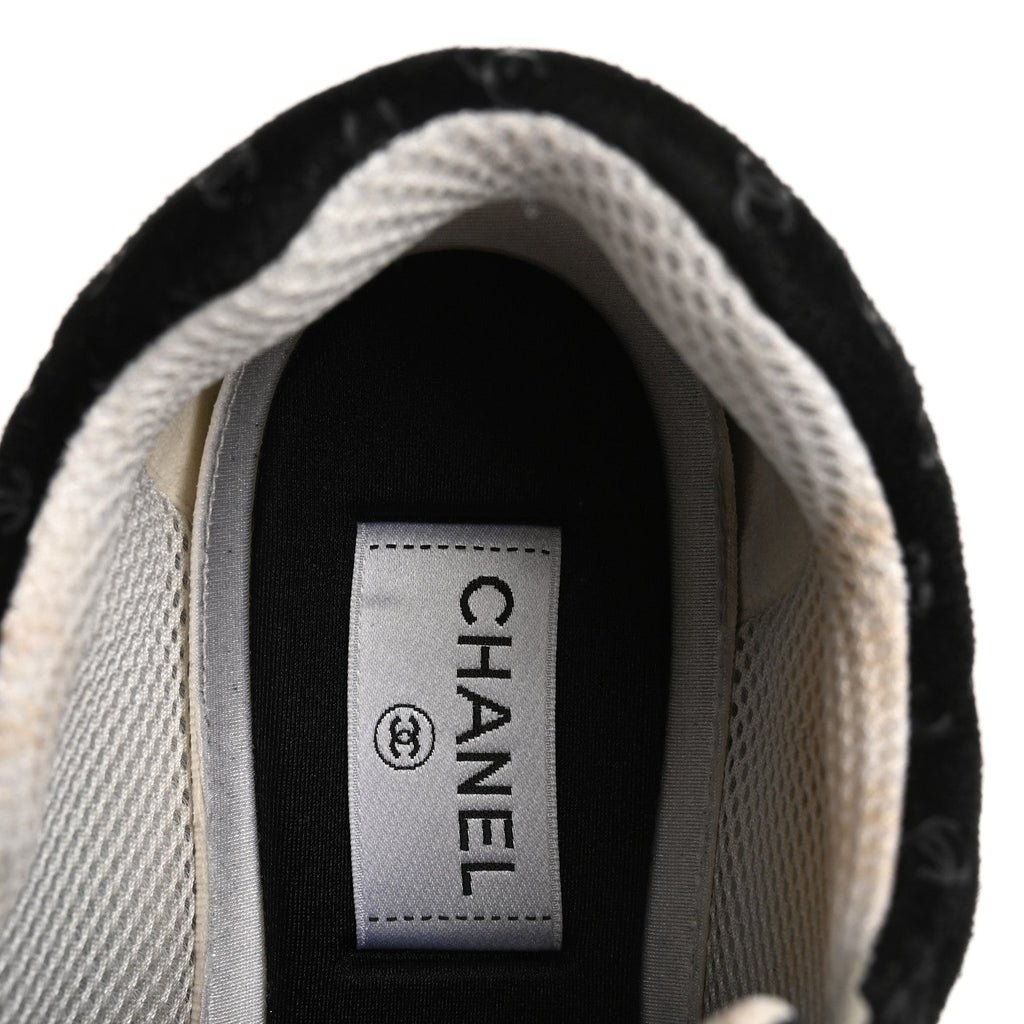 Suede Calfskin Printed CC Sneakers 38.5 Black