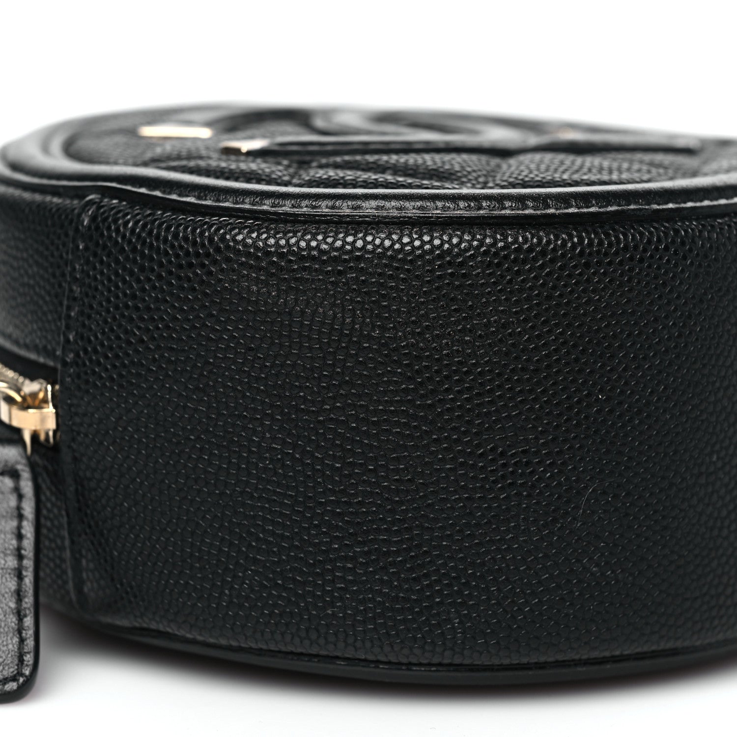 Caviar Quilted Round Filigree Crossbody Black