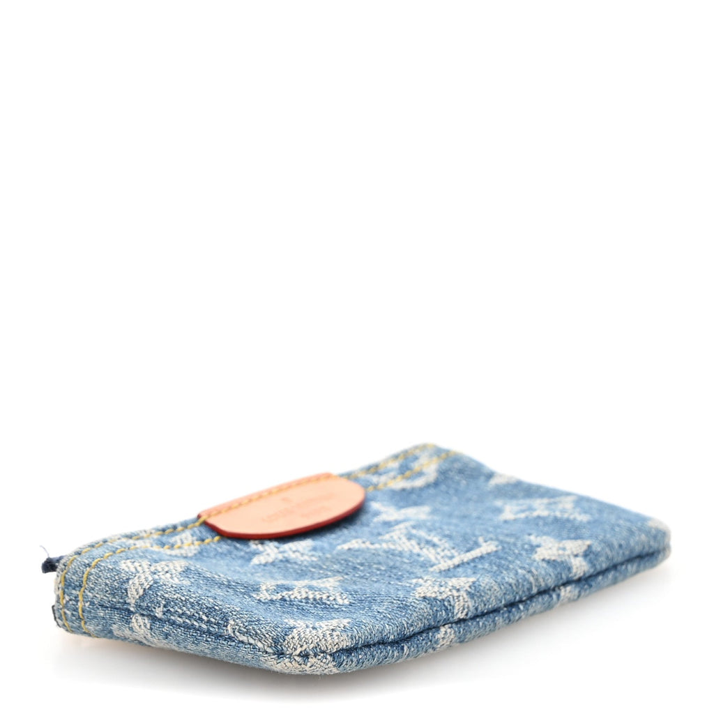 Monogram Denim Key Pouch Denim Blue