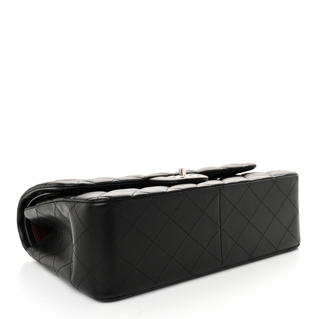 Lambskin Quilted Jumbo Double Flap Black