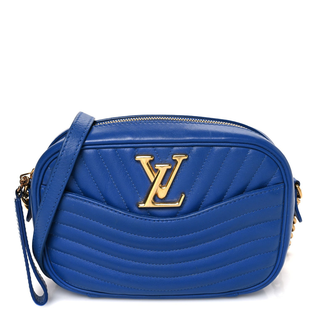 Calfskin New Wave Camera Bag Bleu Neon