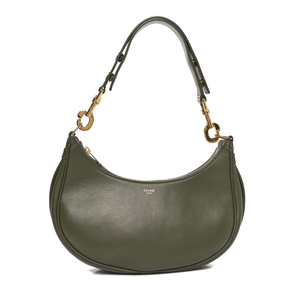 Smooth Calfskin Medium Strap Ava Shoulder Bag Dark Olive