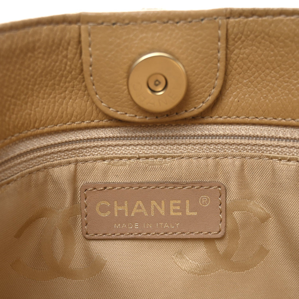 Calfskin Wood Chain Tote Light Brown