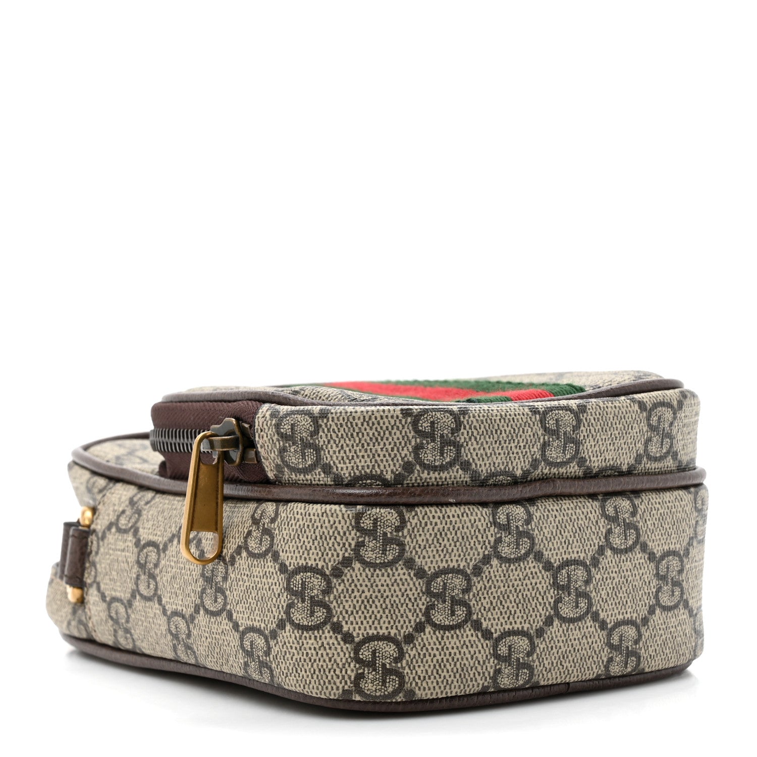 GG Supreme Monogram Web Mini Ophidia Double Zip Messenger Bag Beige New Acero