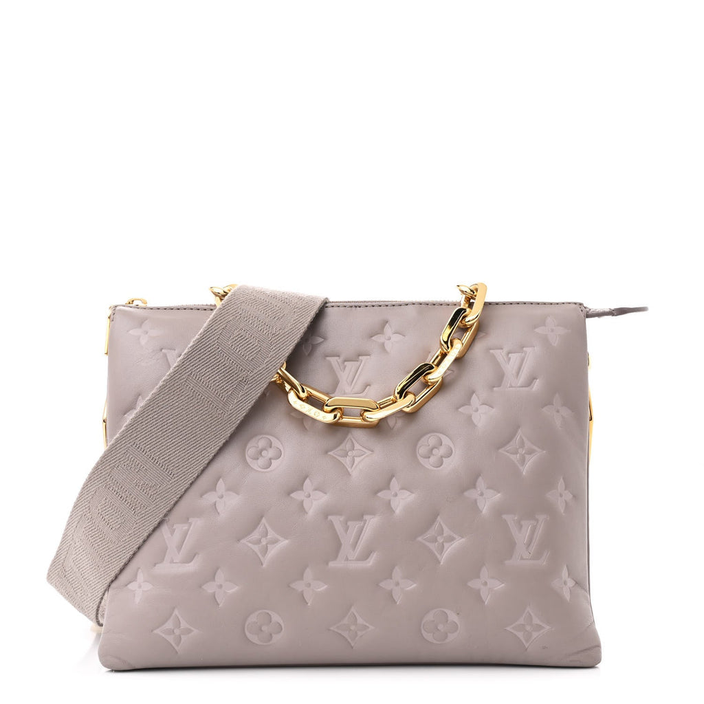 Lambskin Embossed Monogram Coussin PM Gris