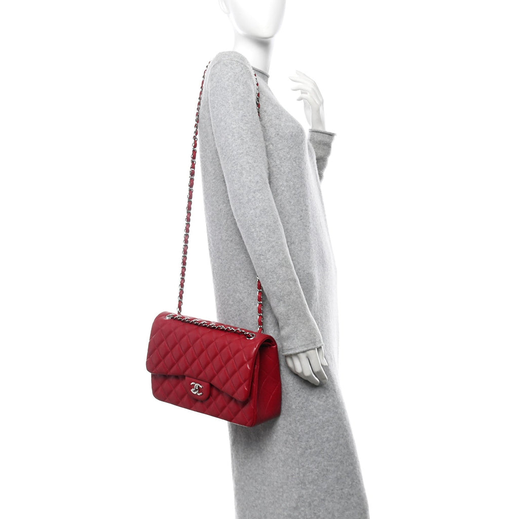 Caviar Quilted Jumbo Double Flap Dark Pink