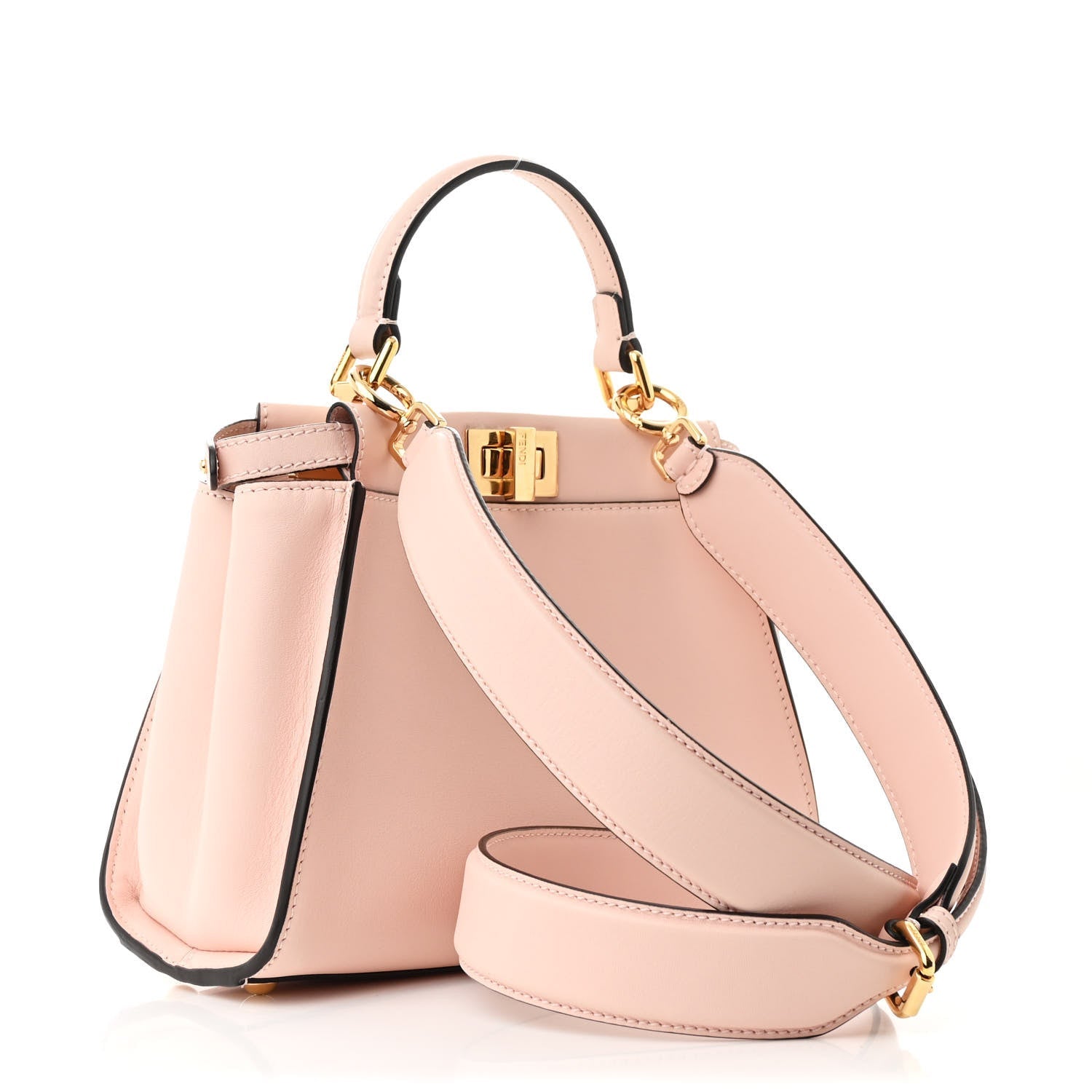 Vitello Seta Canvas FF Embroidered Mini Peekaboo Iconic Satchel  Rosa Confetto