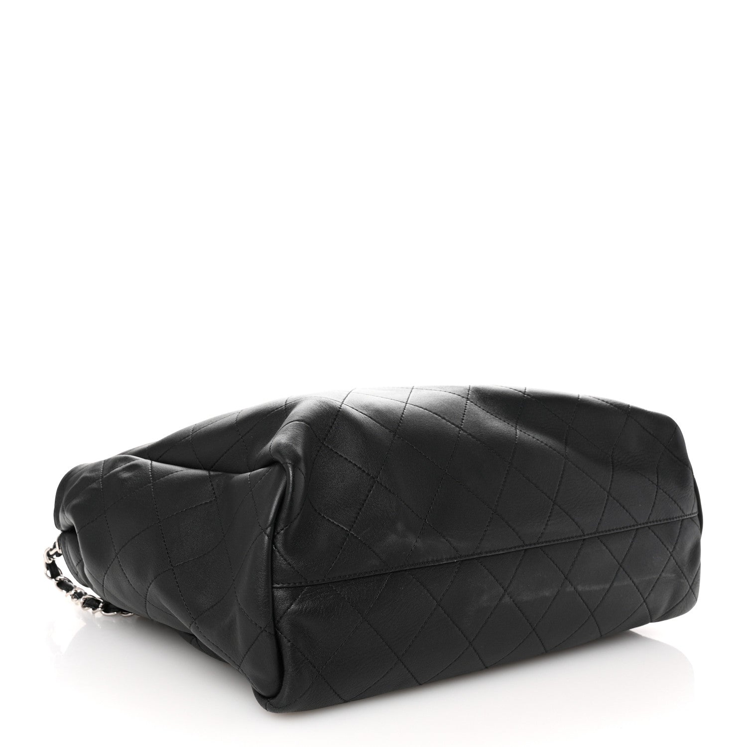 Calfskin Stitched Large Lady Coco Shopping Tote Black