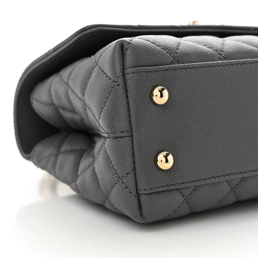 Caviar Quilted Mini Coco Handle Flap Grey
