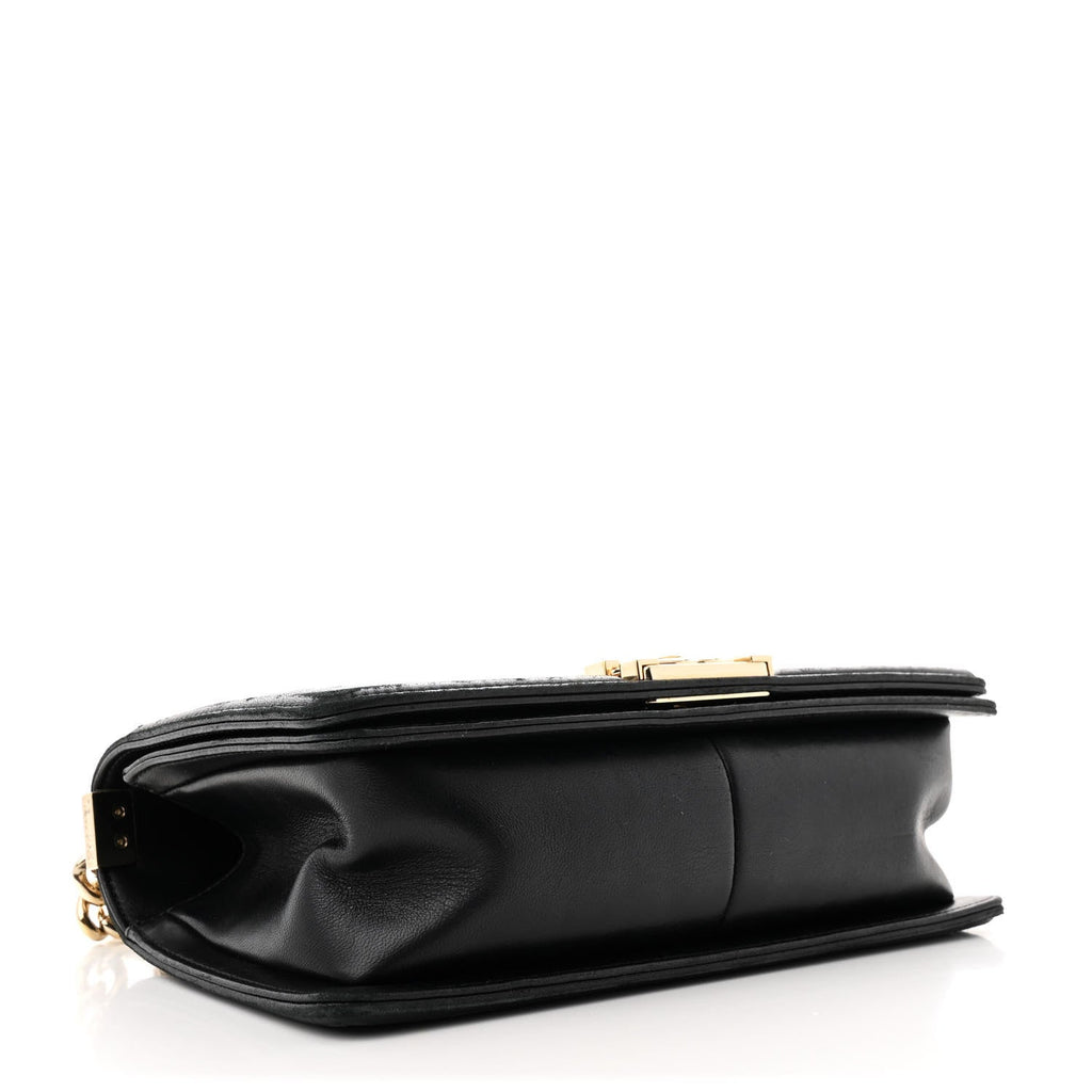 Lambskin Chevron Quilted Medium Boy Flap Black