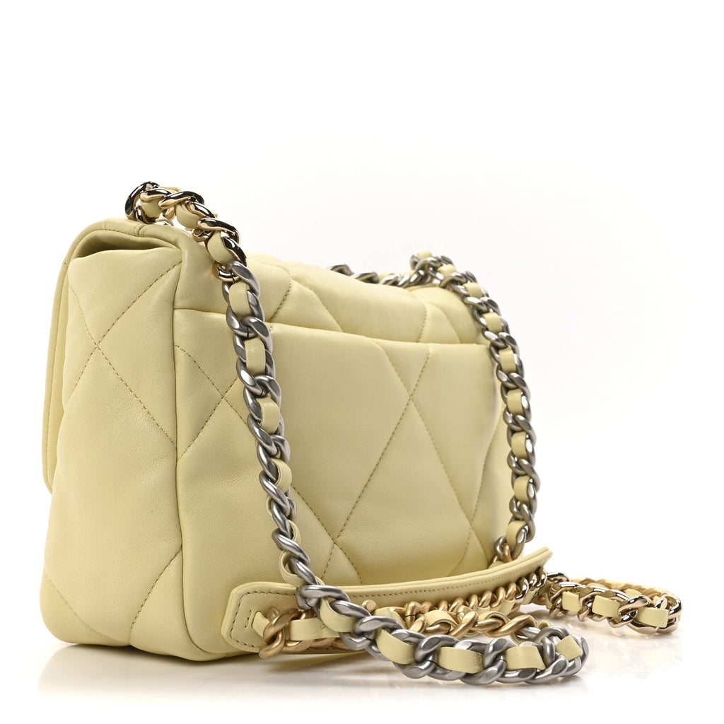 Lambskin Quilted Medium Chanel 19 Flap Light Yellow