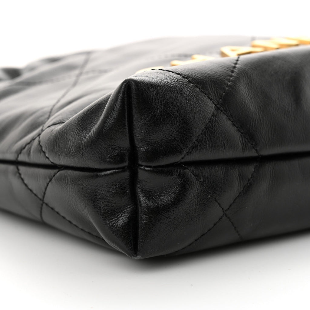 Shiny Calfskin Quilted Mini Chanel 22 Black
