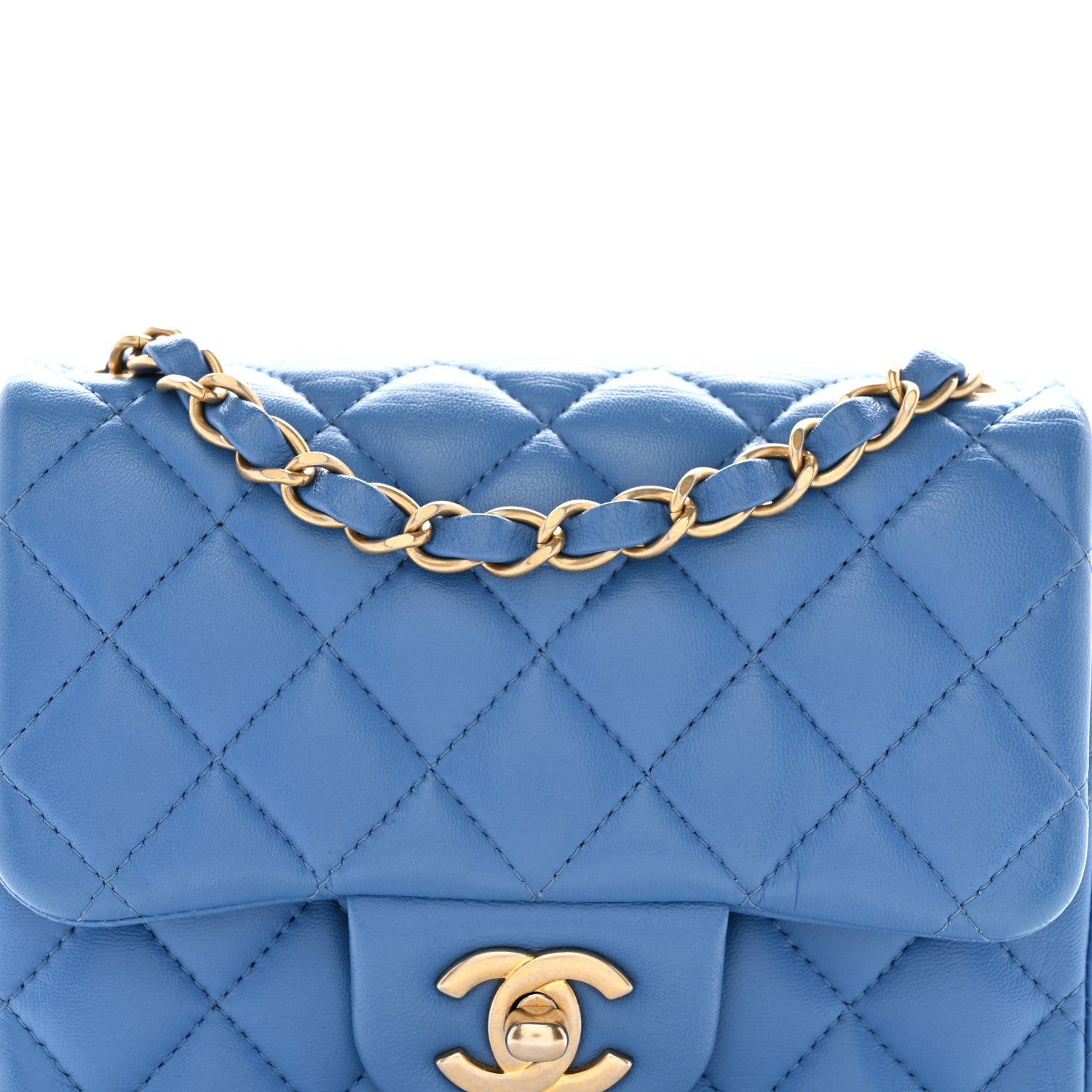 Lambskin Quilted Mini Square Flap Blue