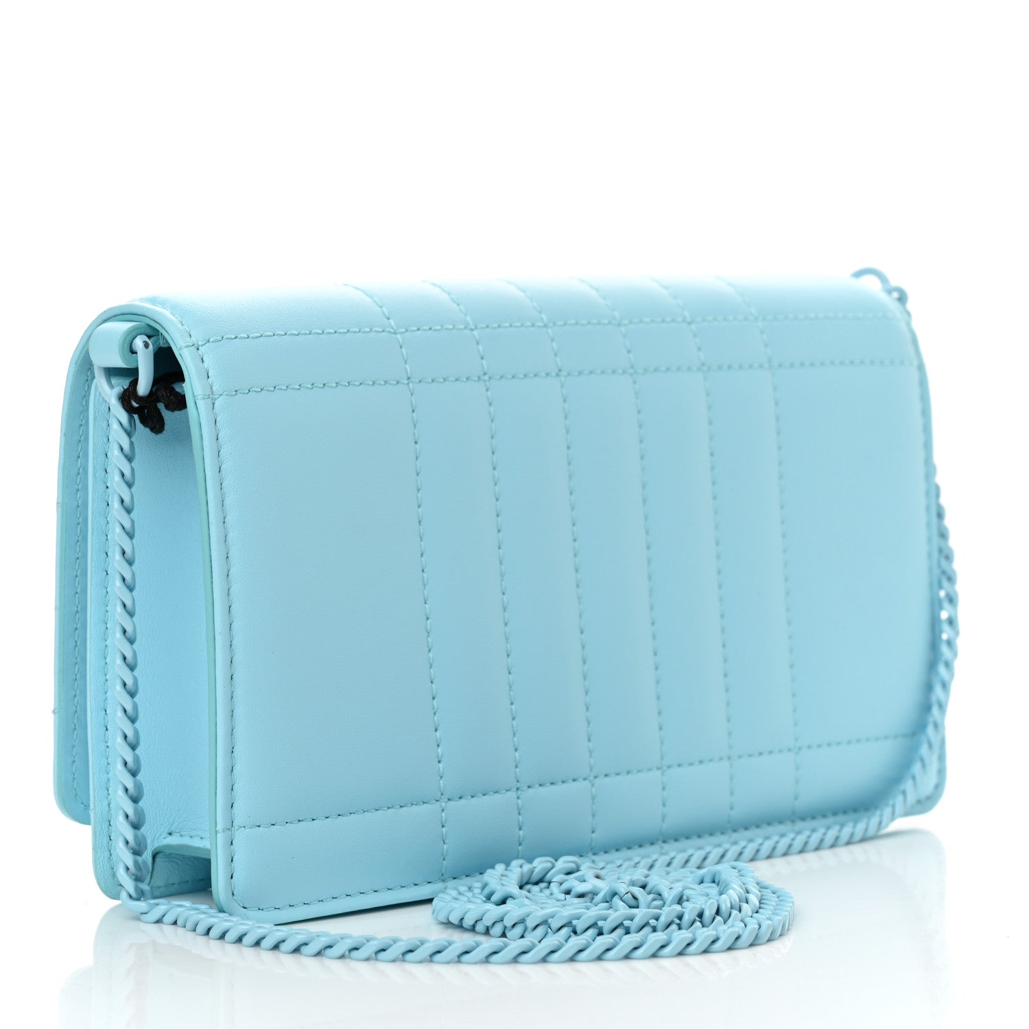 Lambskin Quilted Lola Clutch On Chain Cool Sky Blue