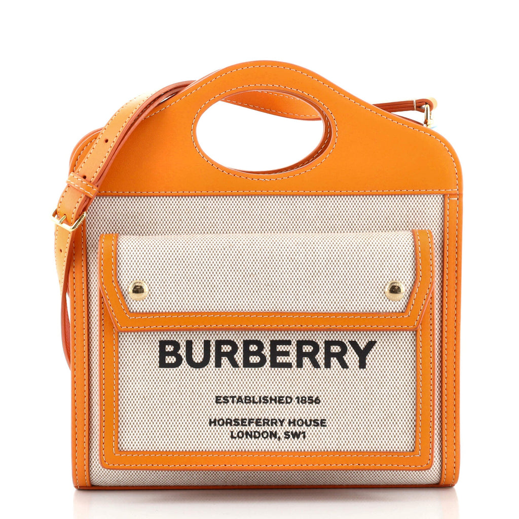 Logo Pocket Tote Canvas with Leather Mini