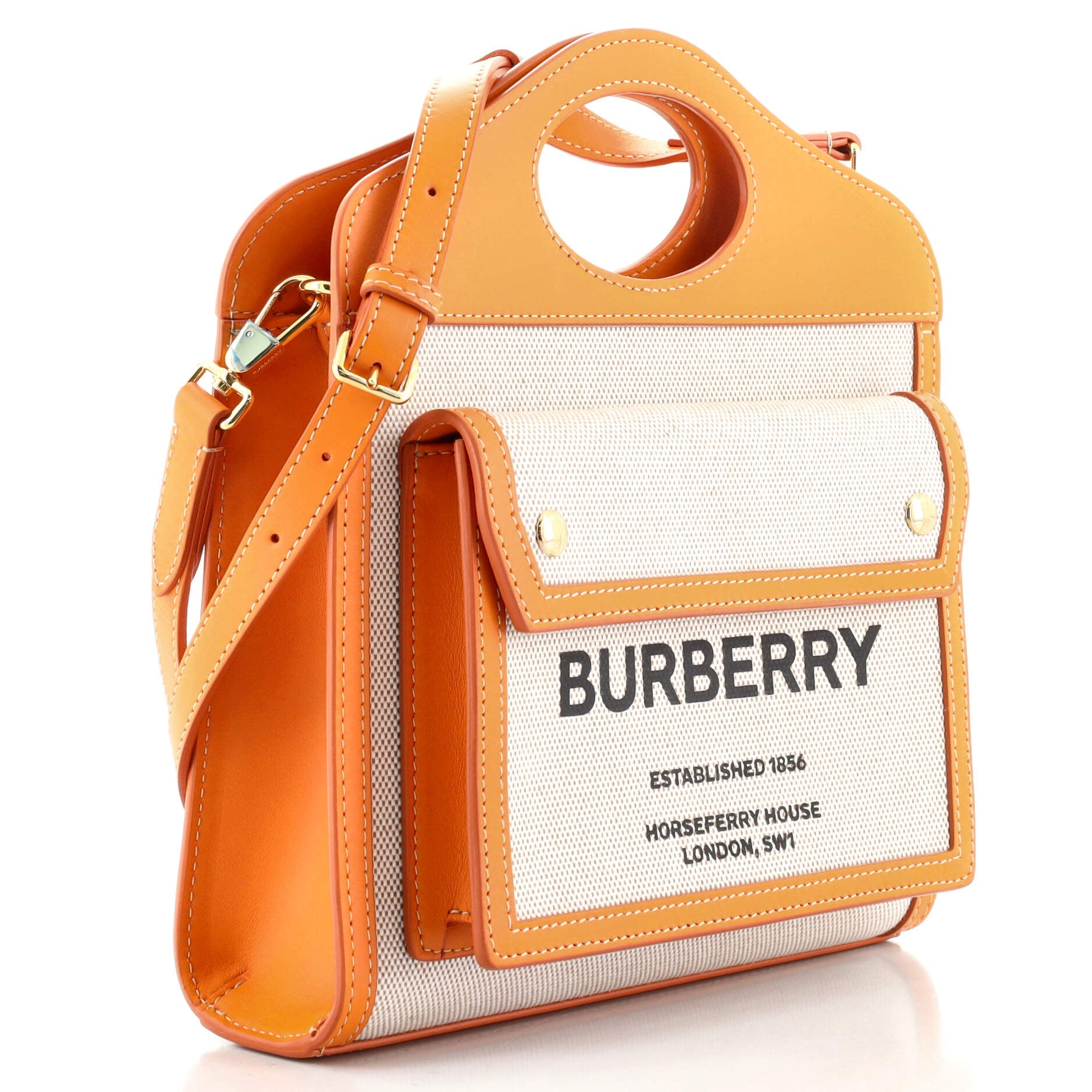 Logo Pocket Tote Canvas with Leather Mini
