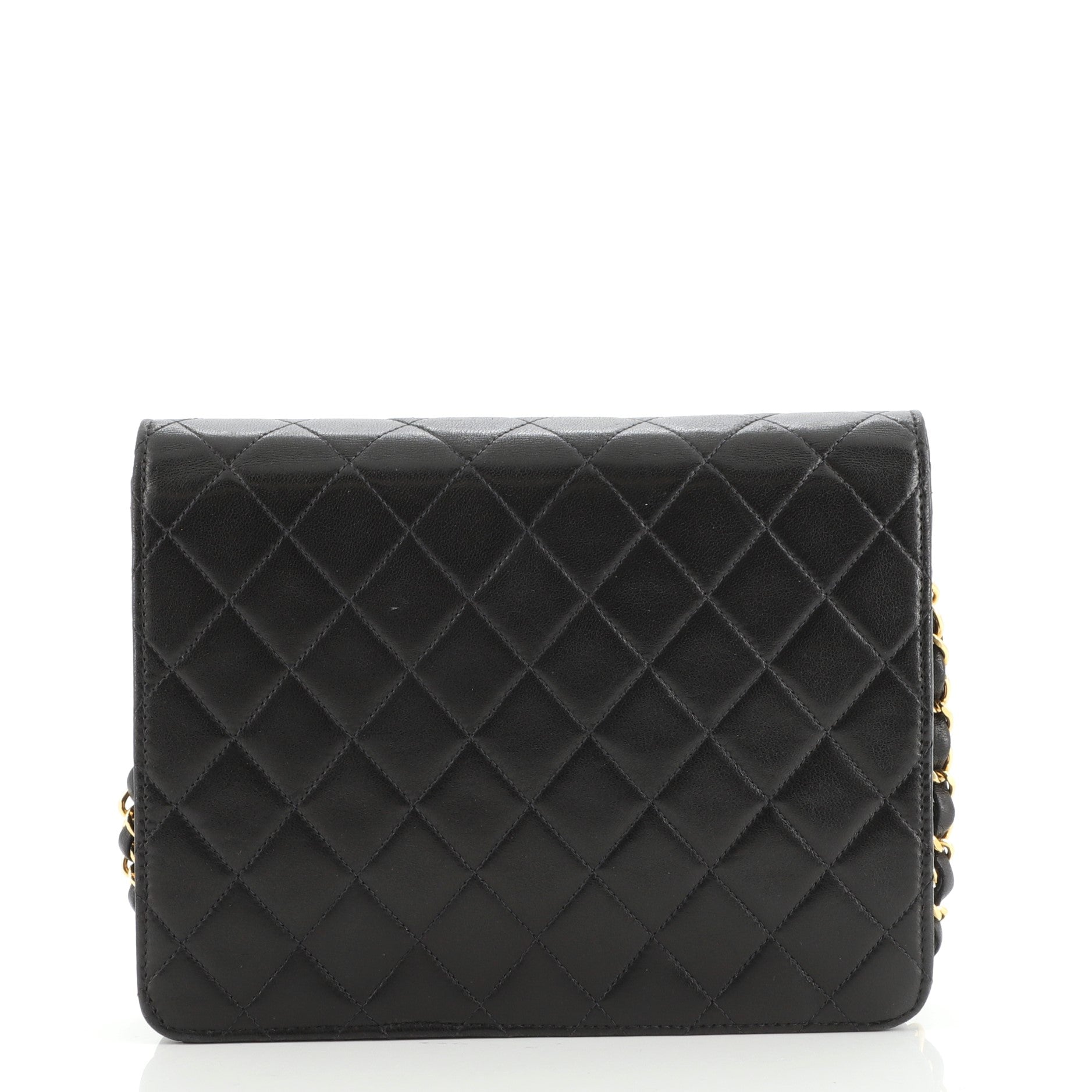 Vintage Clutch with Chain Quilted Leather Small