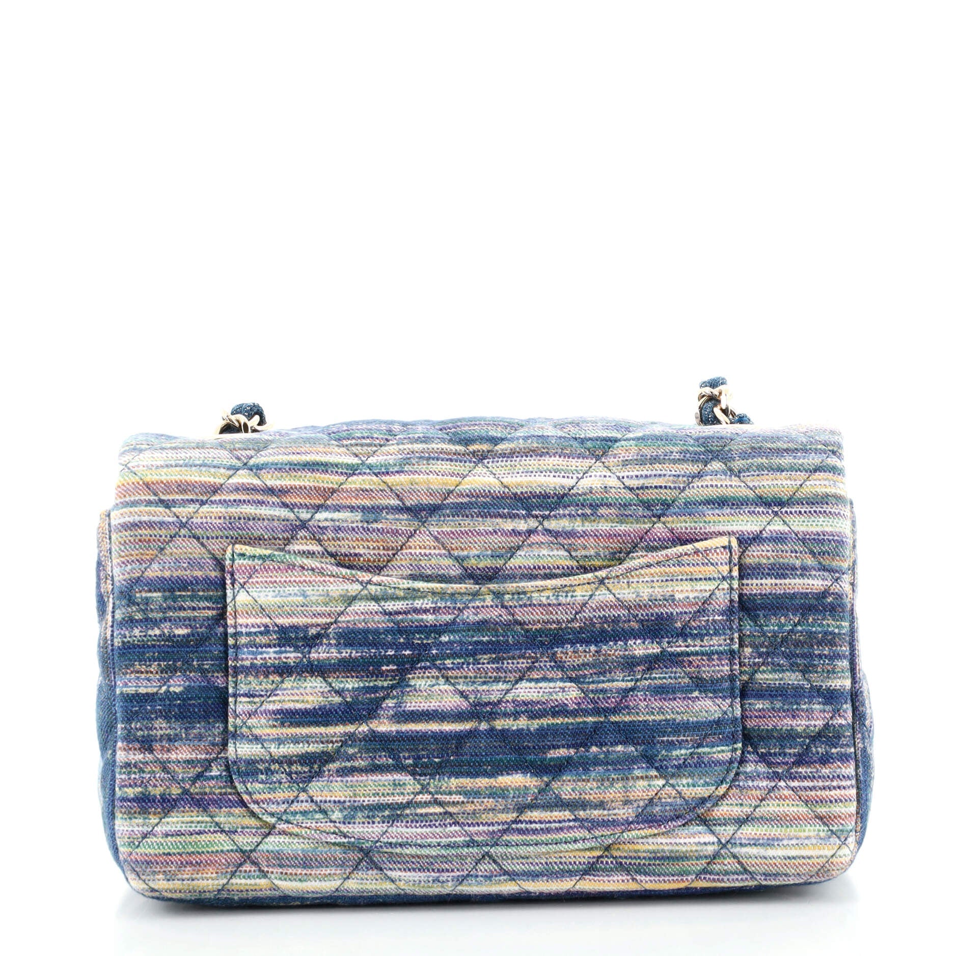 Classic Single Flap Bag Multicolor Quilted Denim Mini