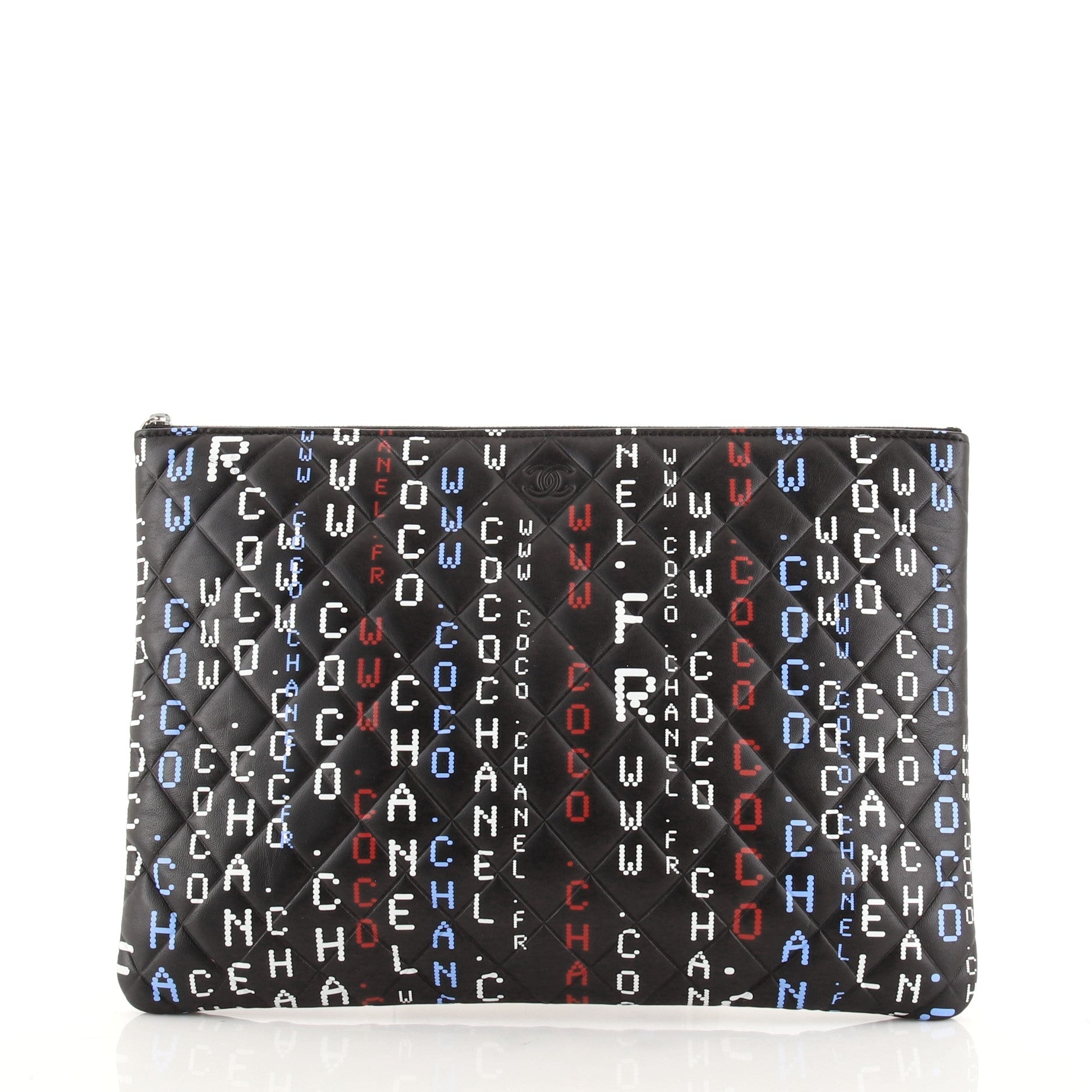Data Center O Case Clutch Quilted Printed Lambskin Large