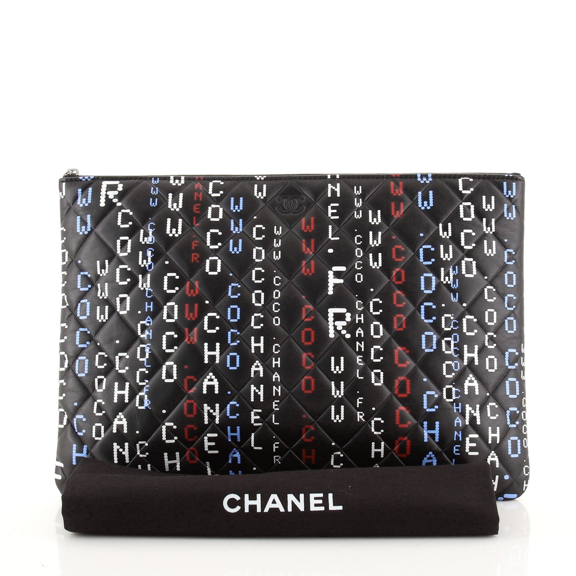 Data Center O Case Clutch Quilted Printed Lambskin Large